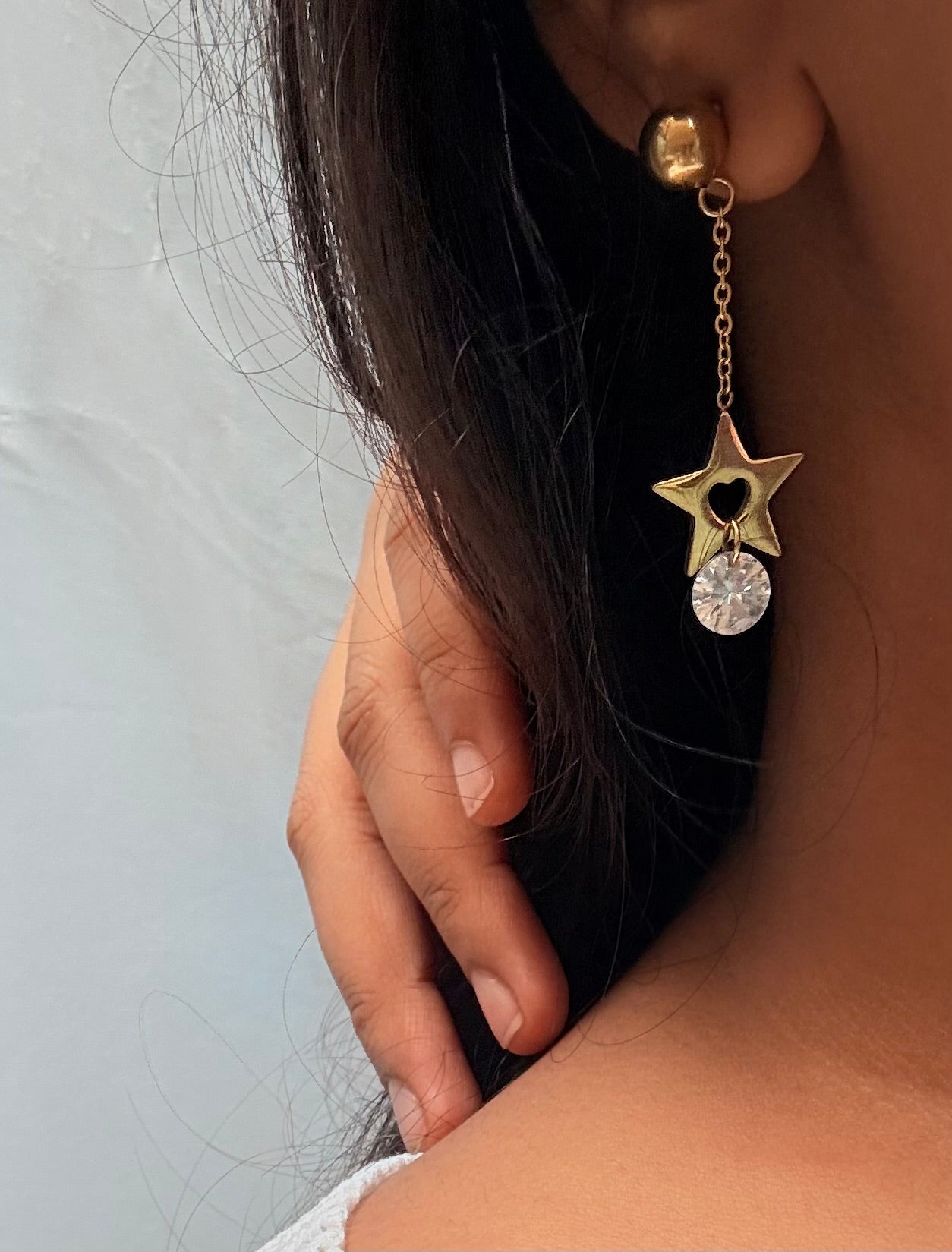 Star heart drop earring