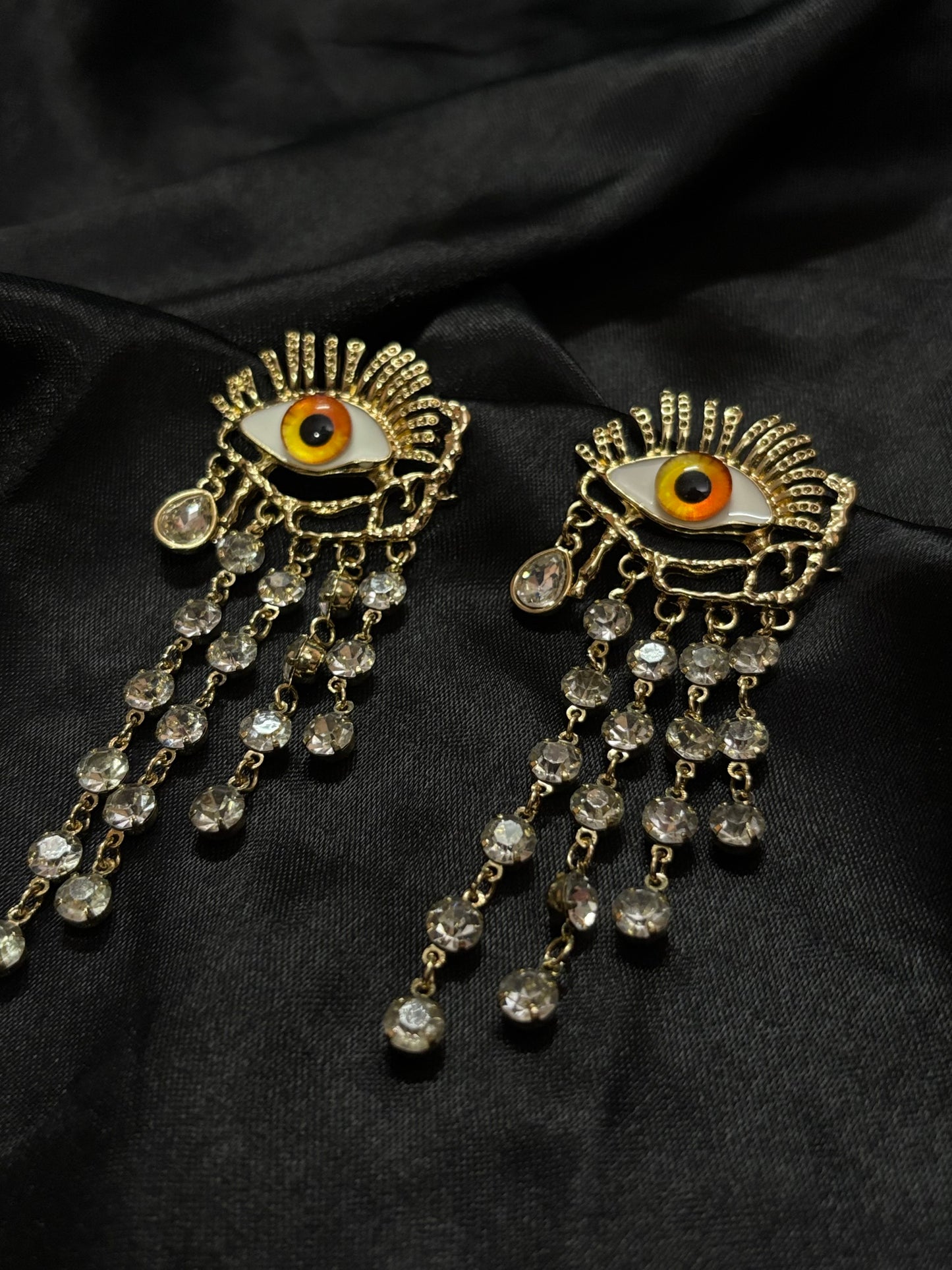high end gold evil eye dangler