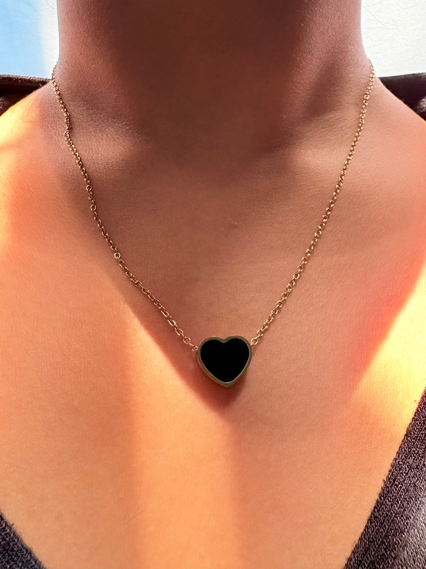 Black and white heart pendant