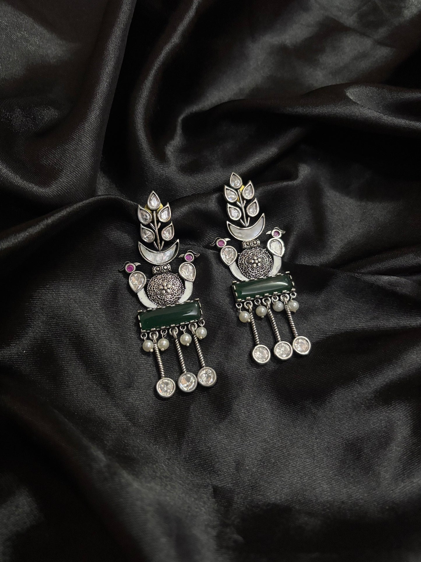 silver oxidised earring