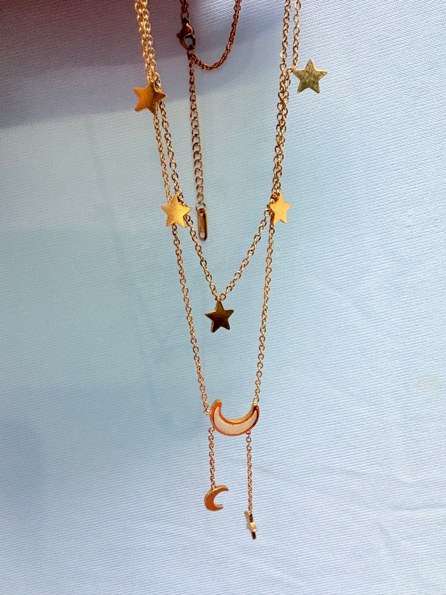 Stars and moon double layered pendant