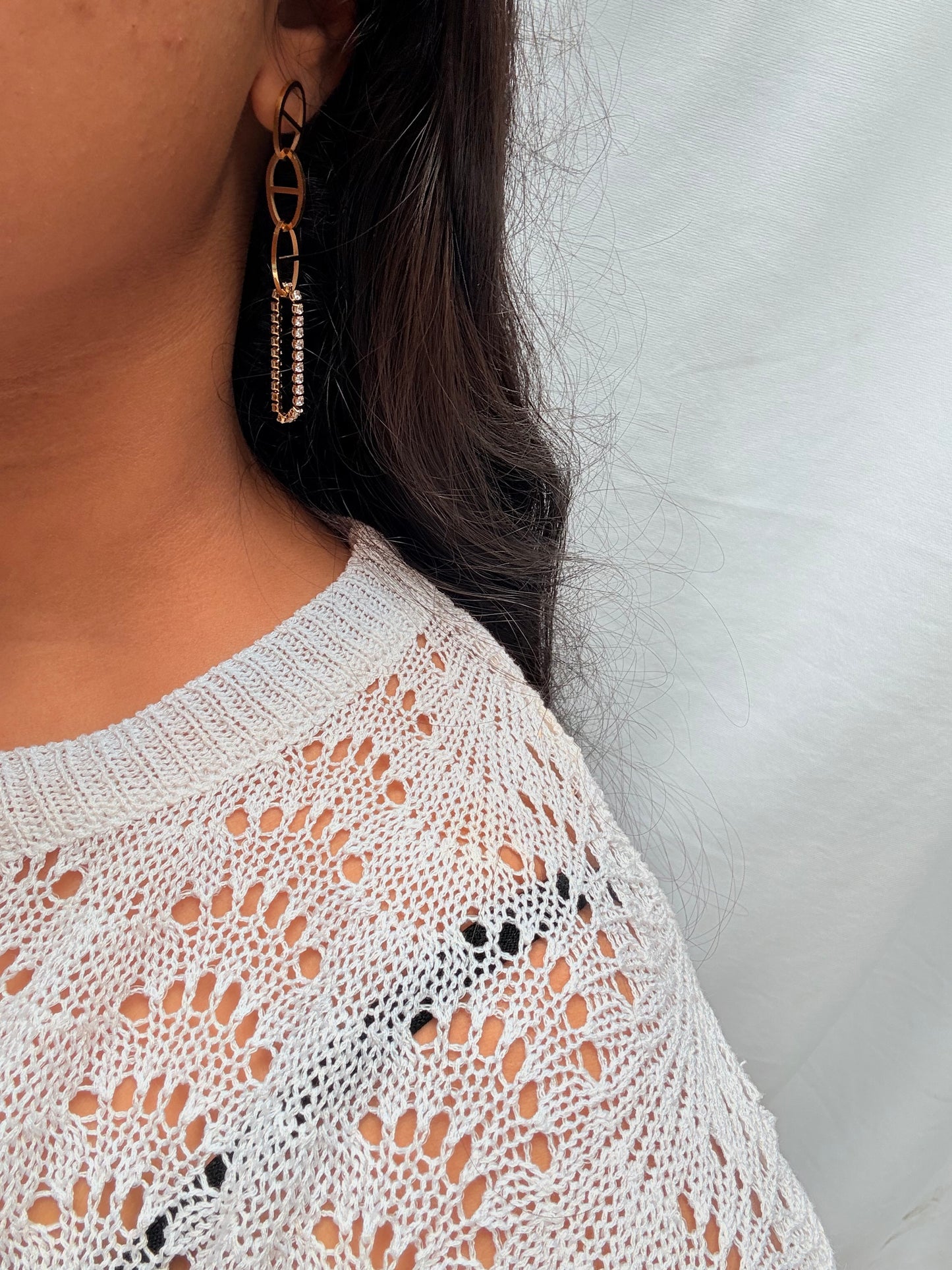 Rhinestone drop earring