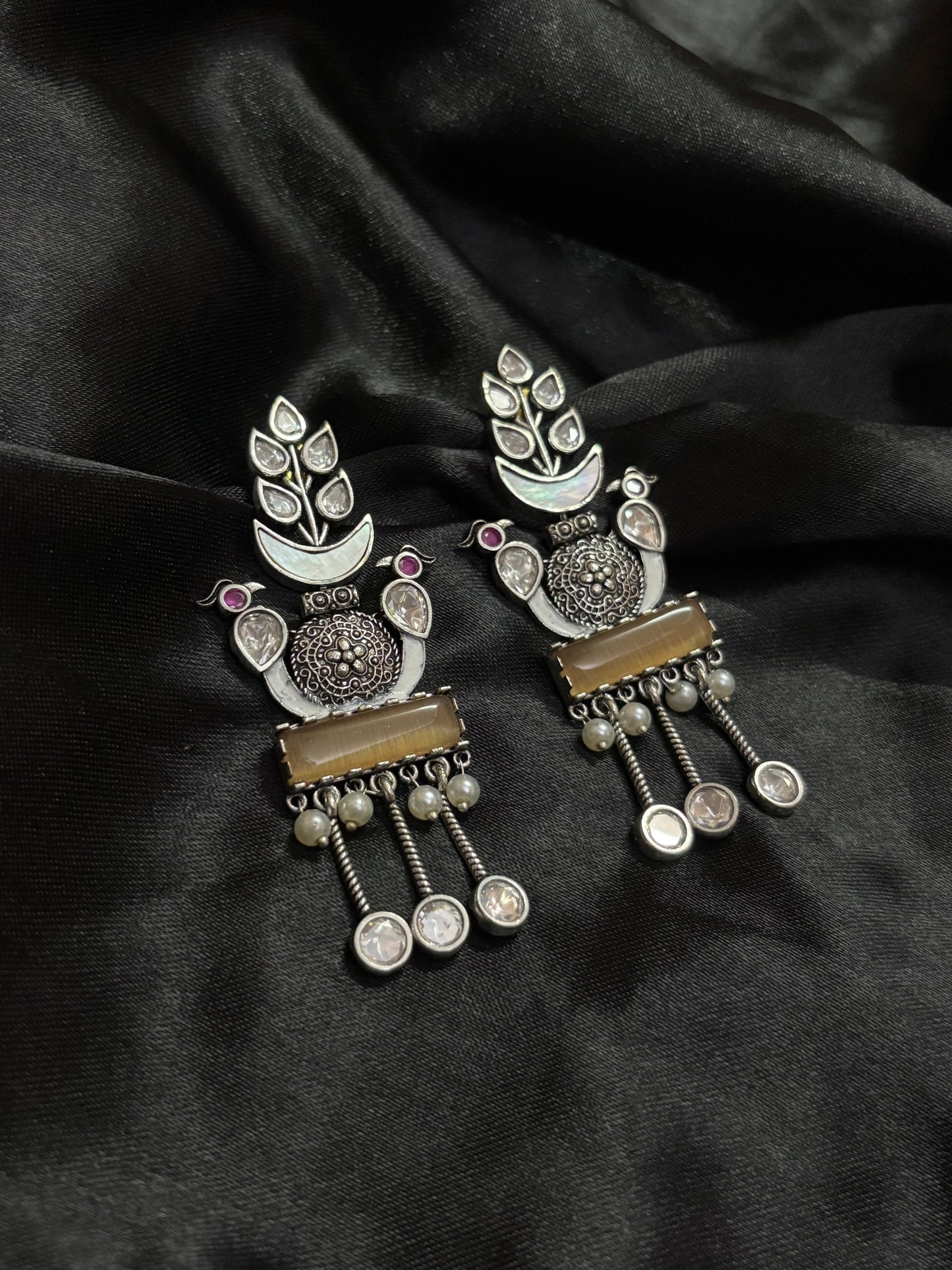 silver oxidised earring