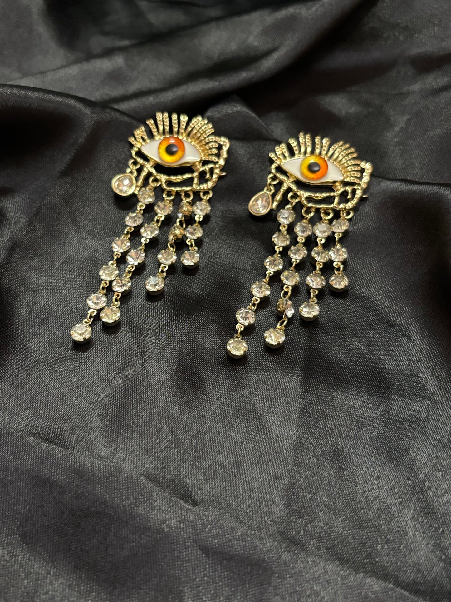 high end gold evil eye dangler