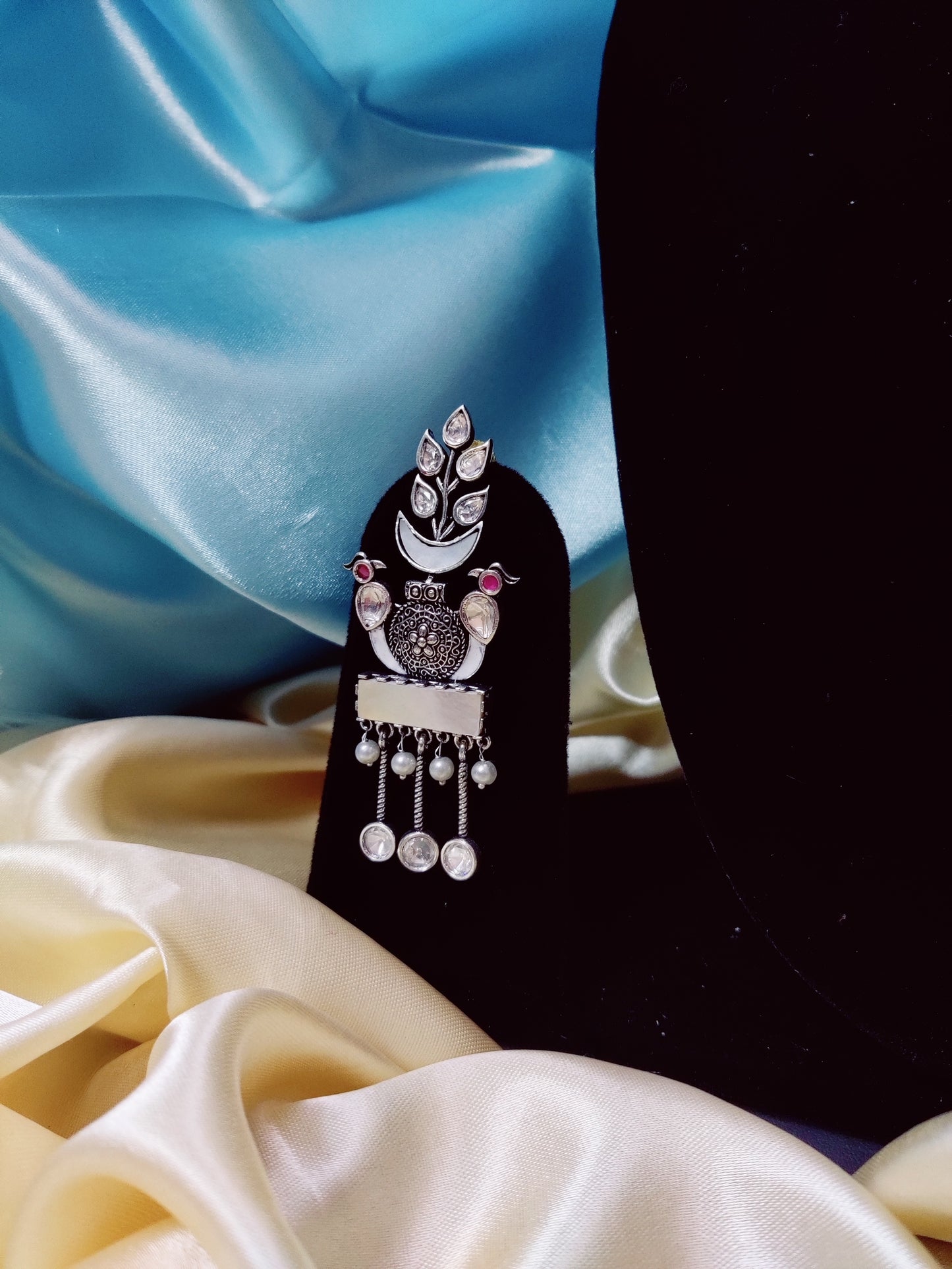 silver oxidised earring