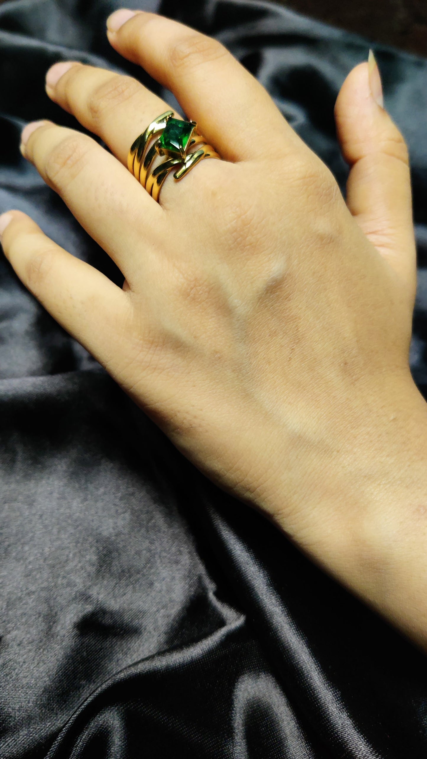 golden green stone ring
