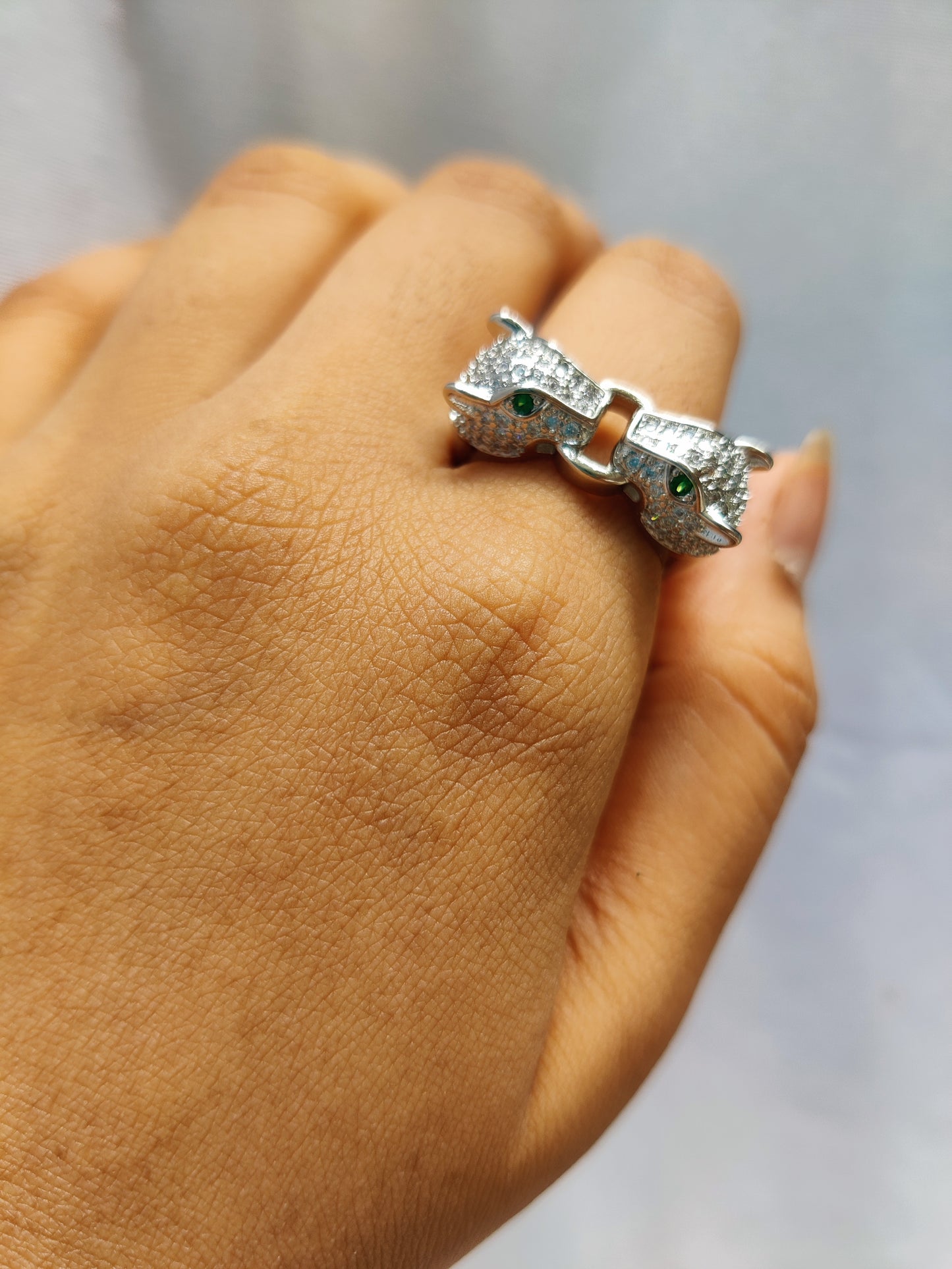 two face panther ring