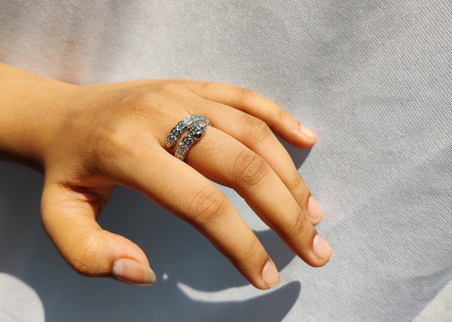 detailed serpenti stones ring