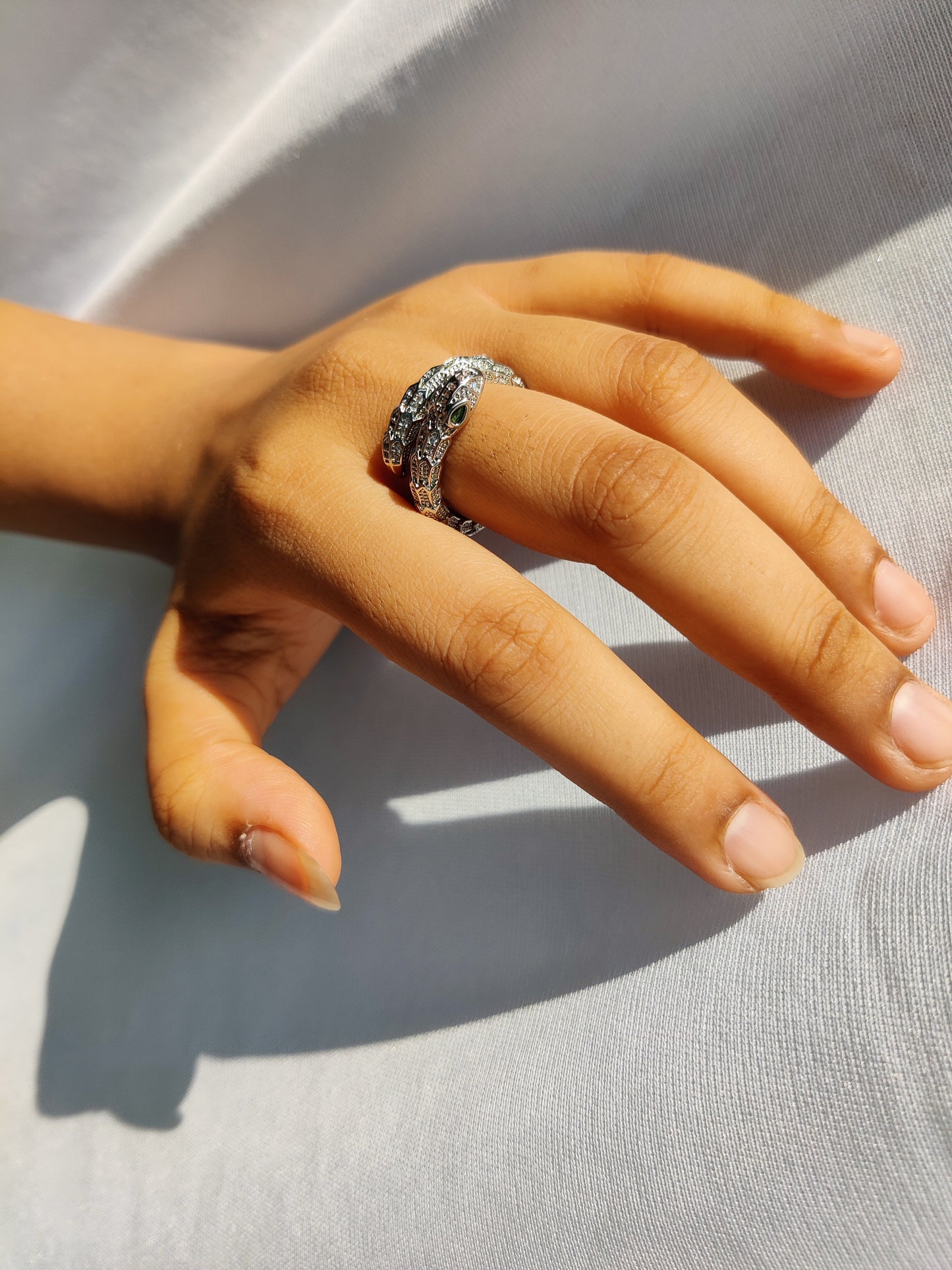 detailed serpenti stones ring