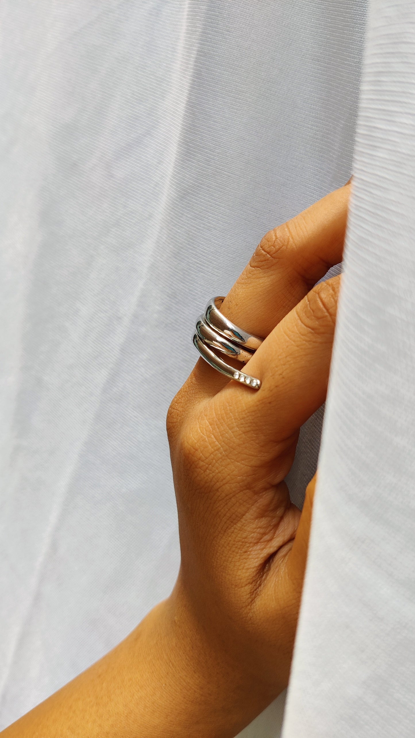 silver trendy ring