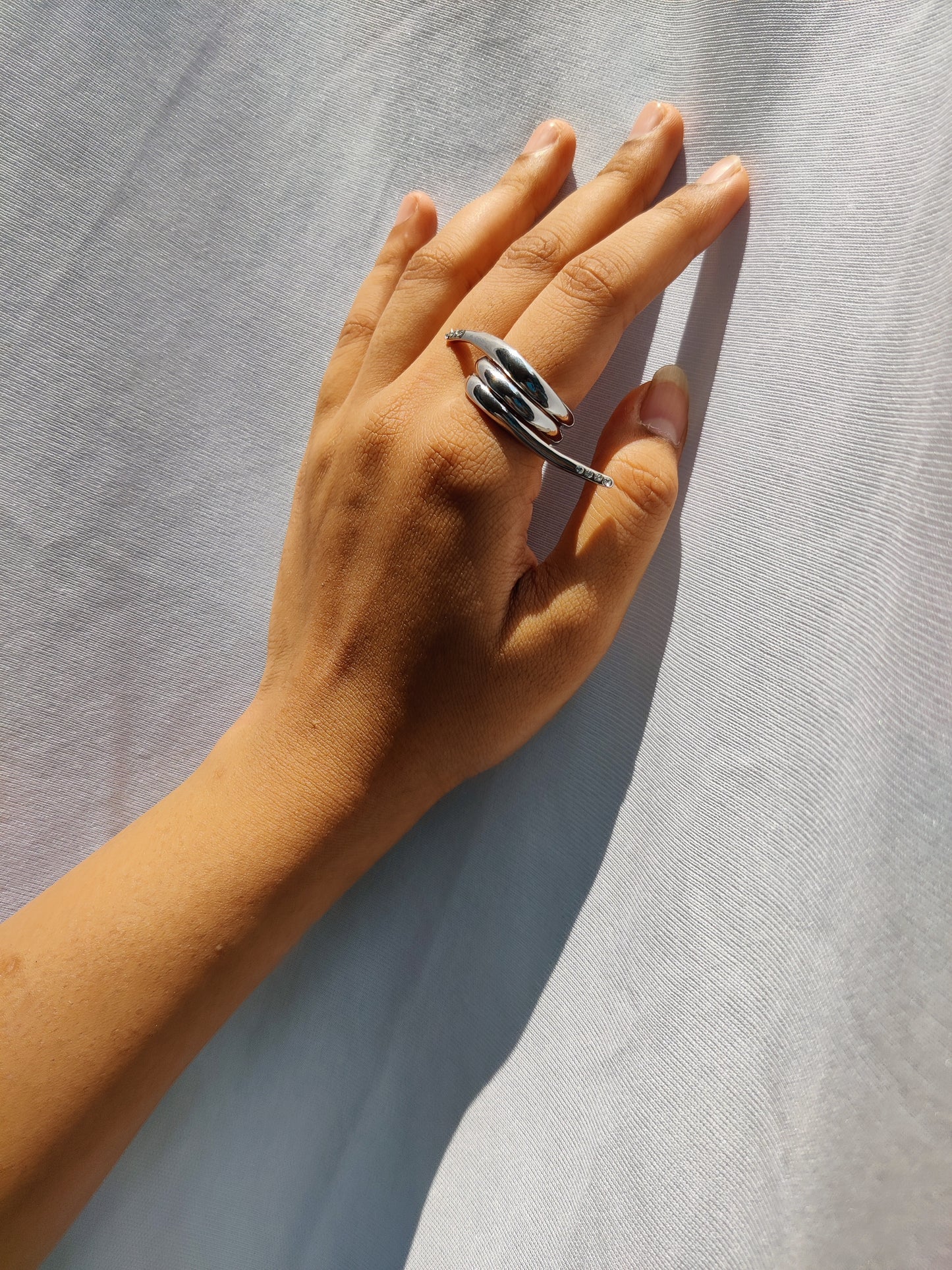 silver trendy ring