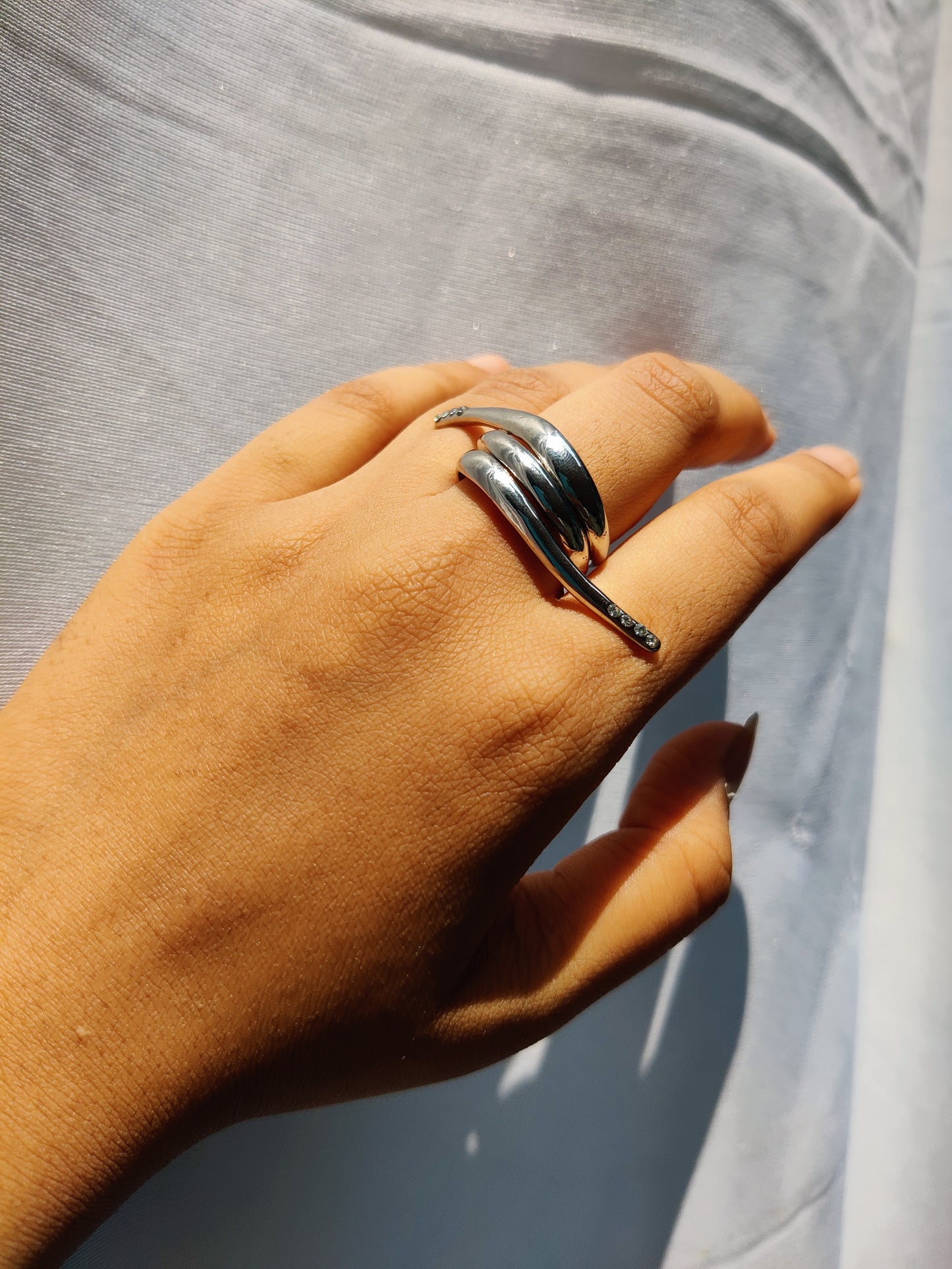 silver trendy ring