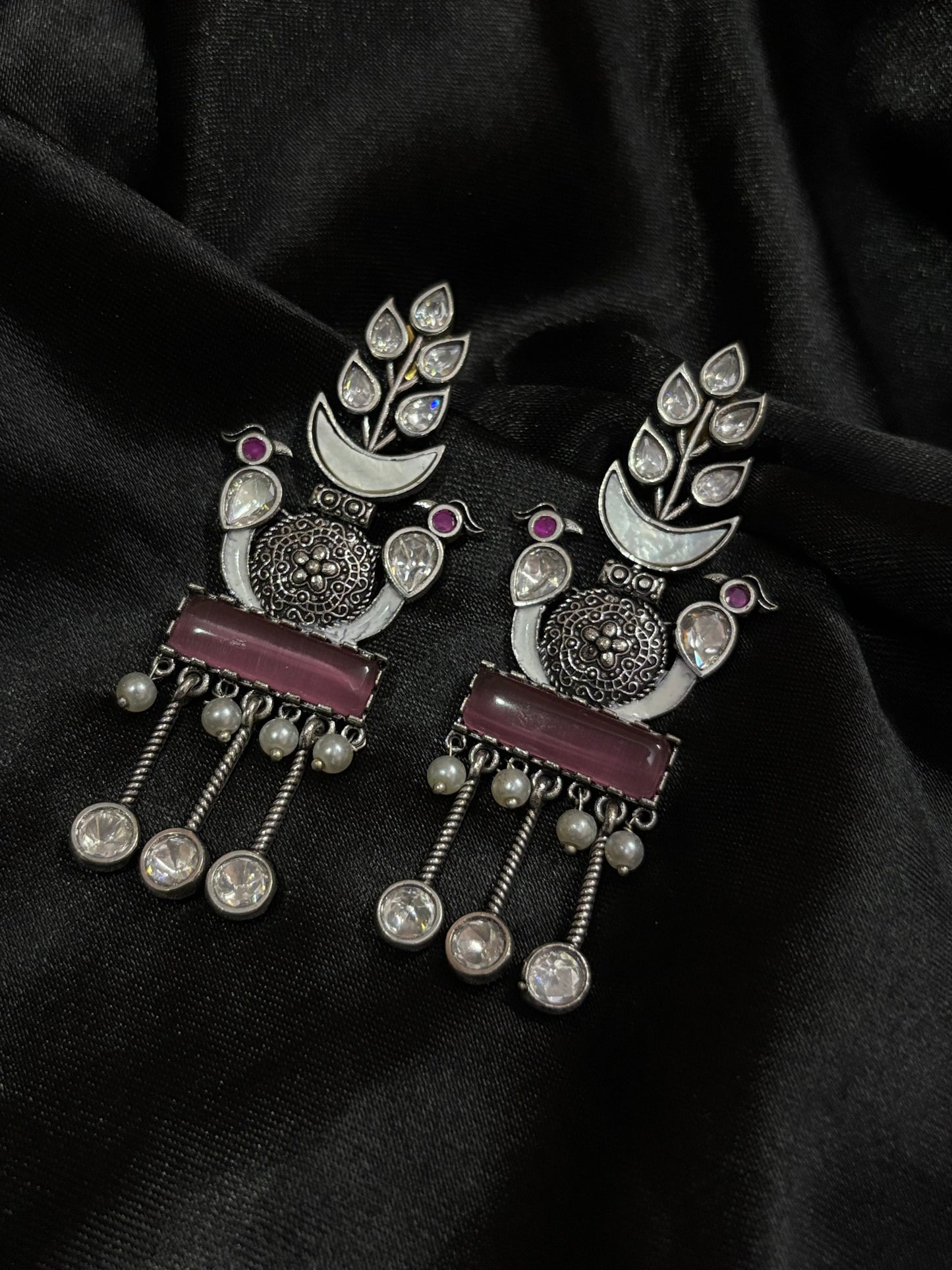 silver oxidised earring