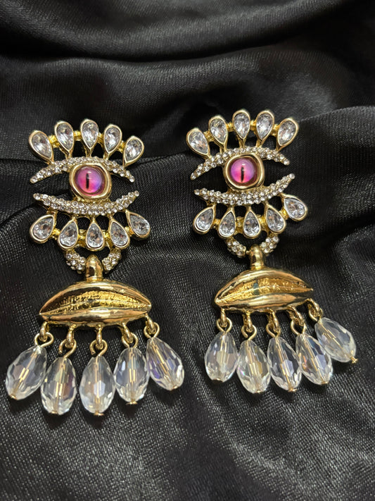 pink shinning evil eye dangler