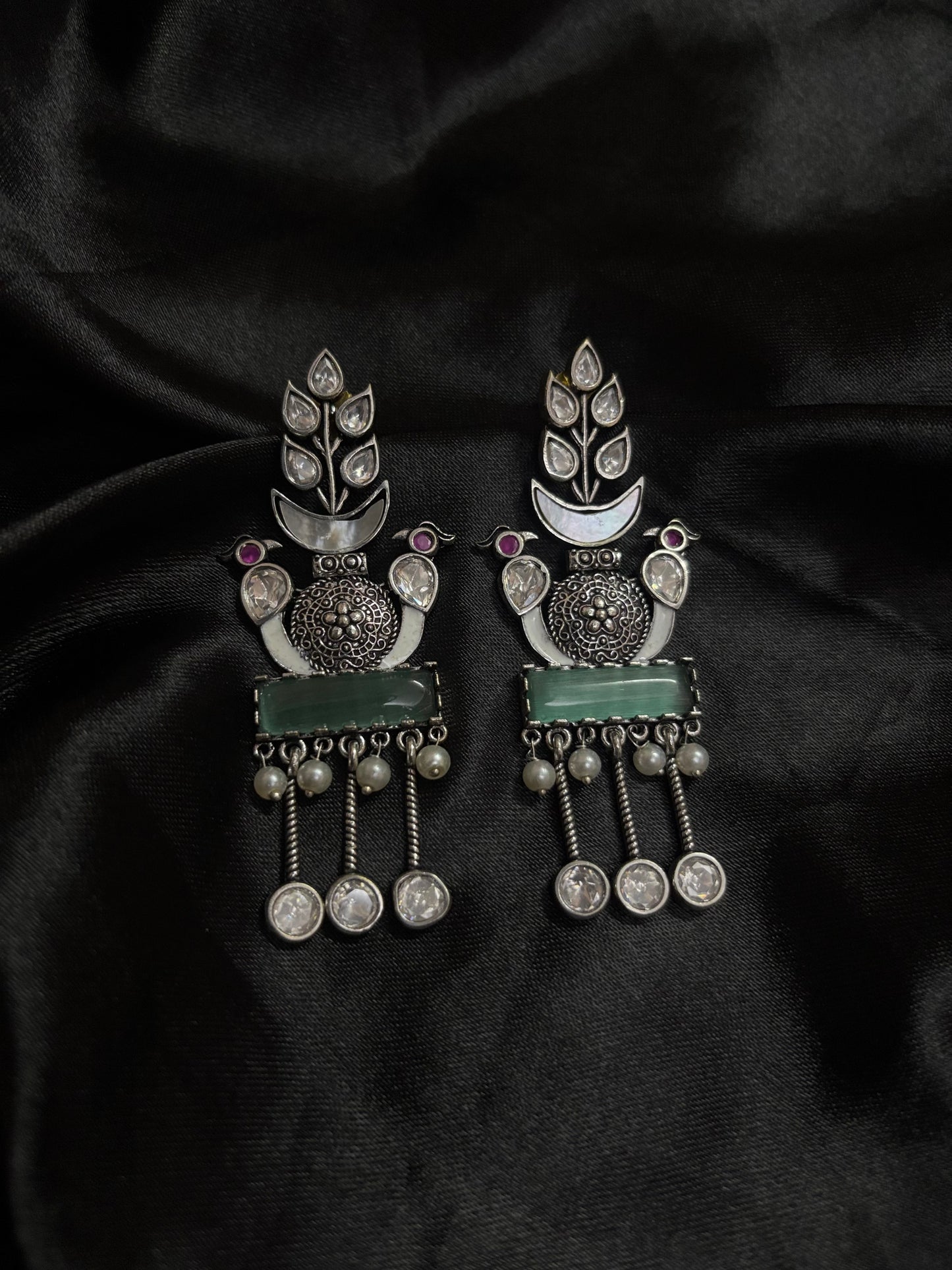 silver oxidised earring