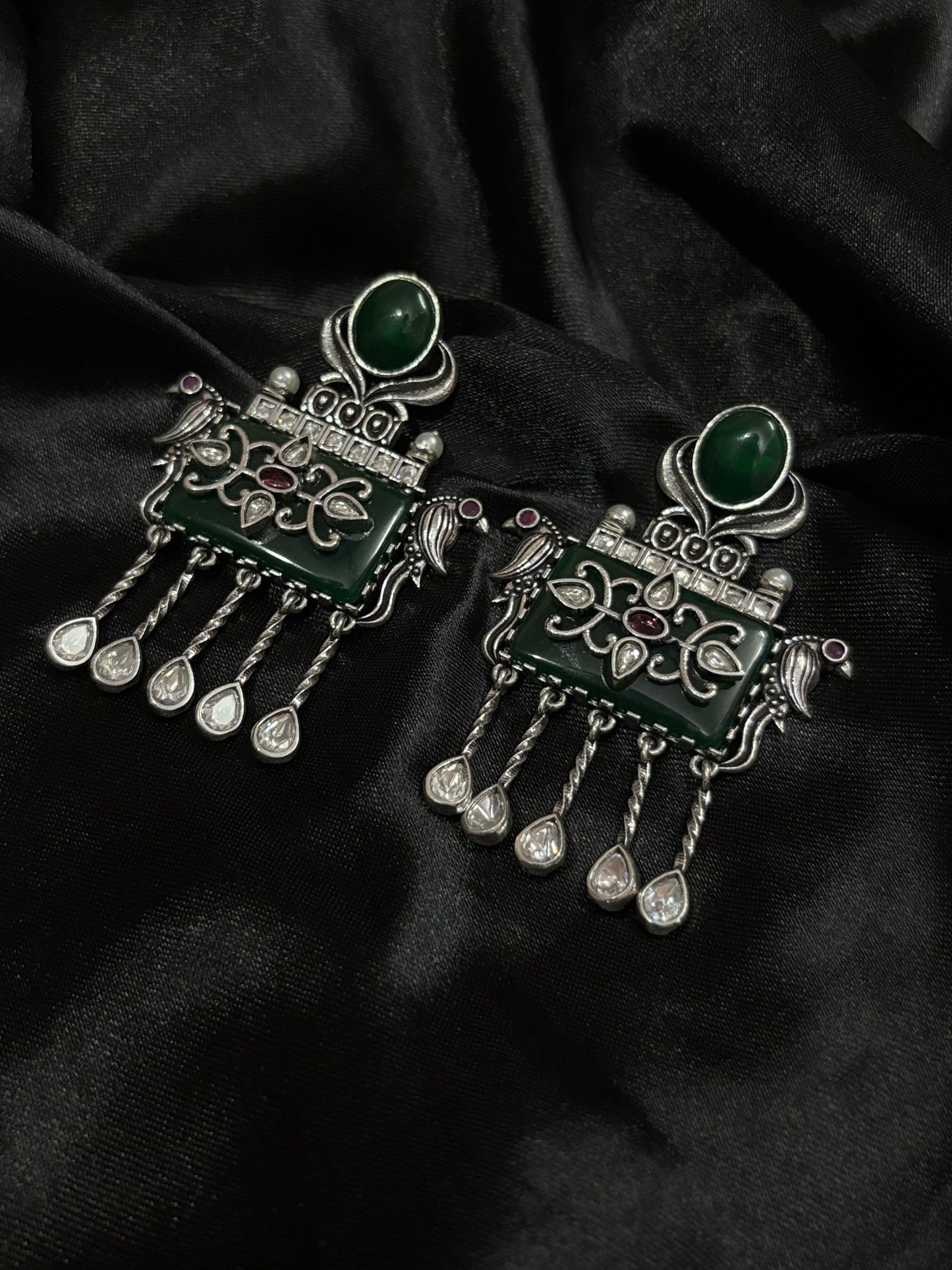 detailed boho silver hanging earring