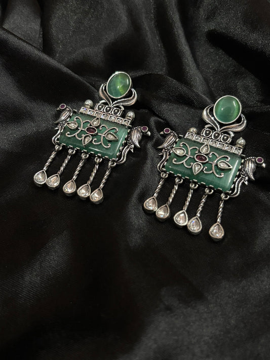 detailed boho silver hanging earring