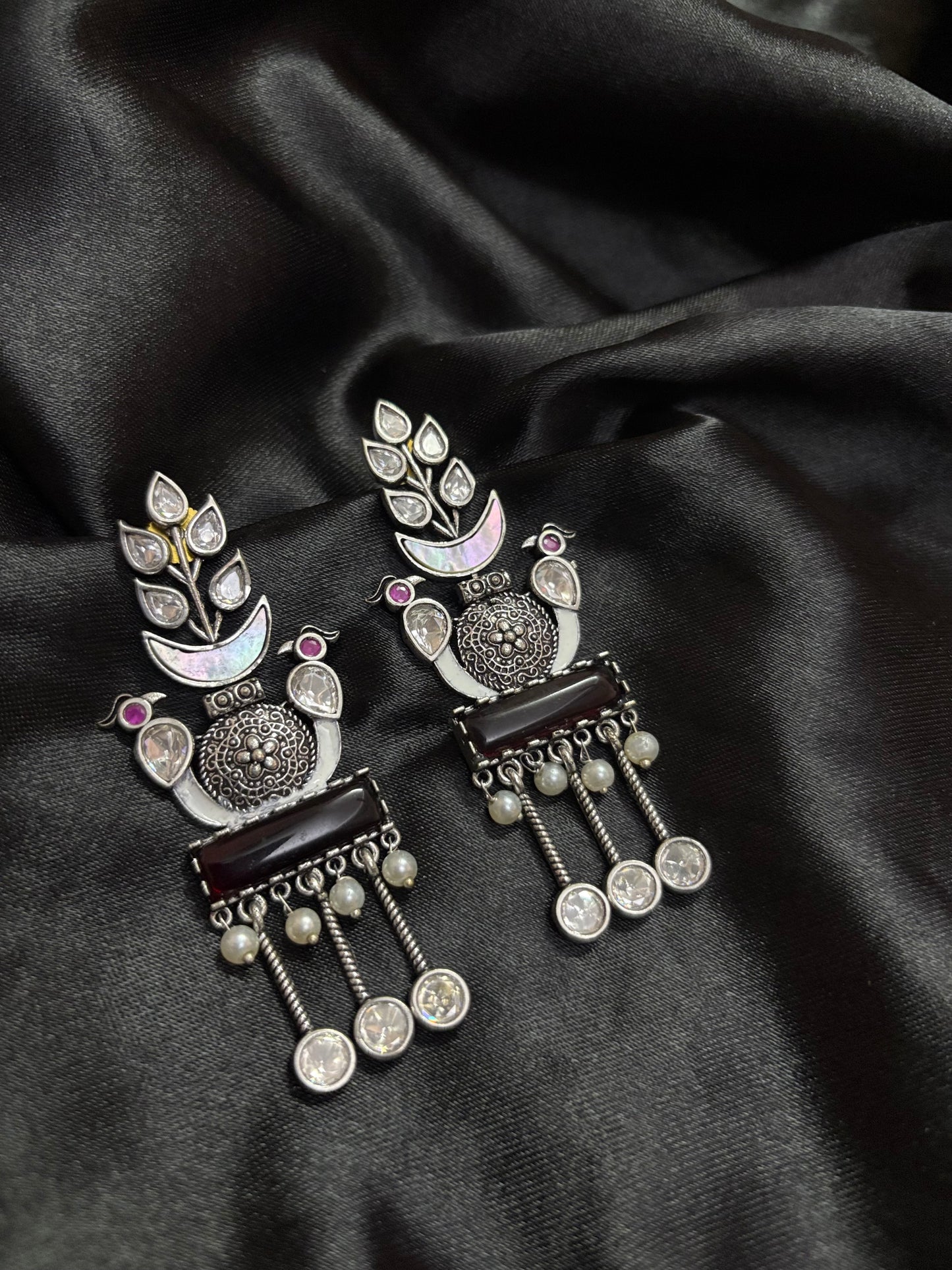 silver oxidised earring