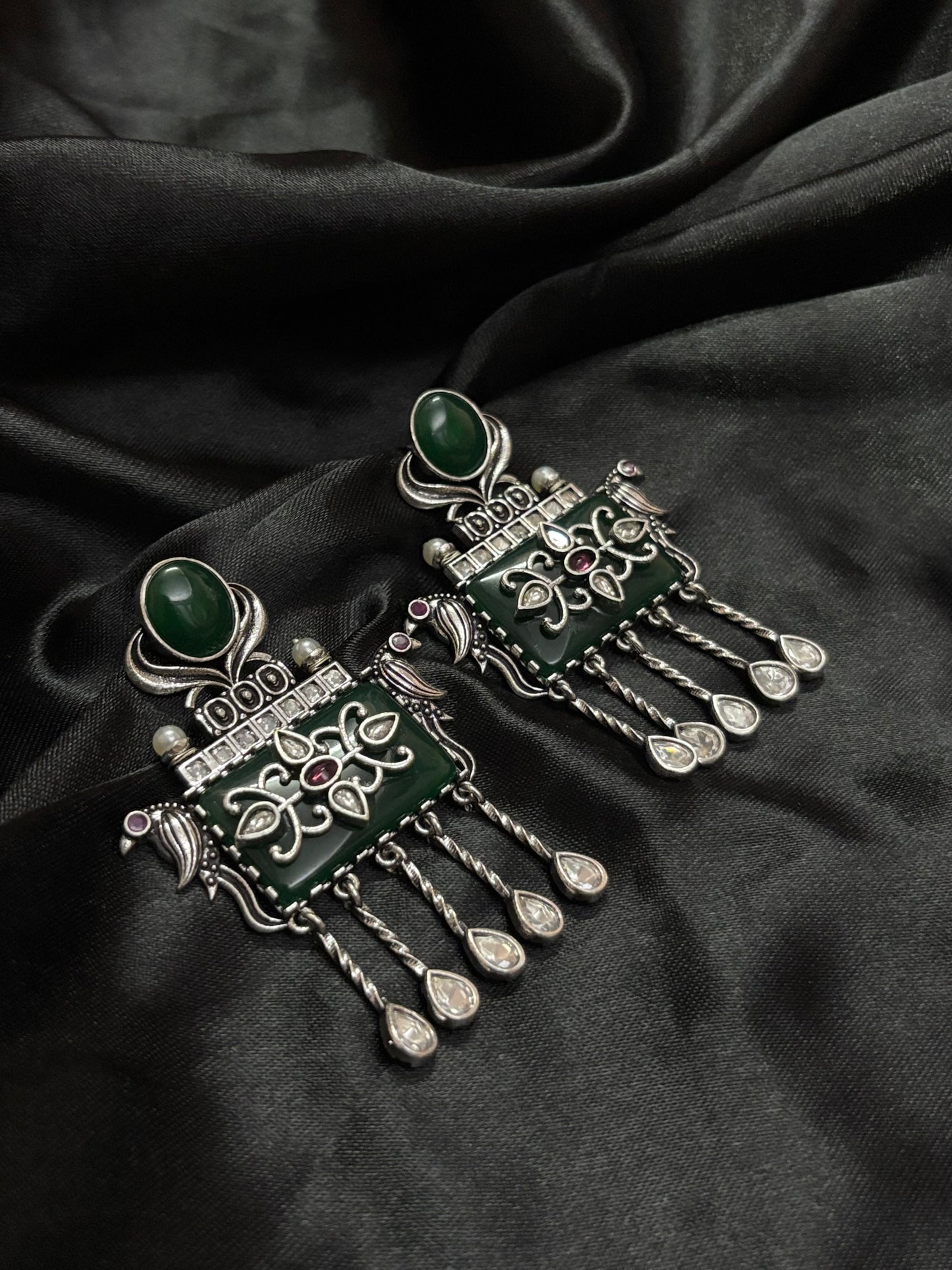 detailed boho silver hanging earring