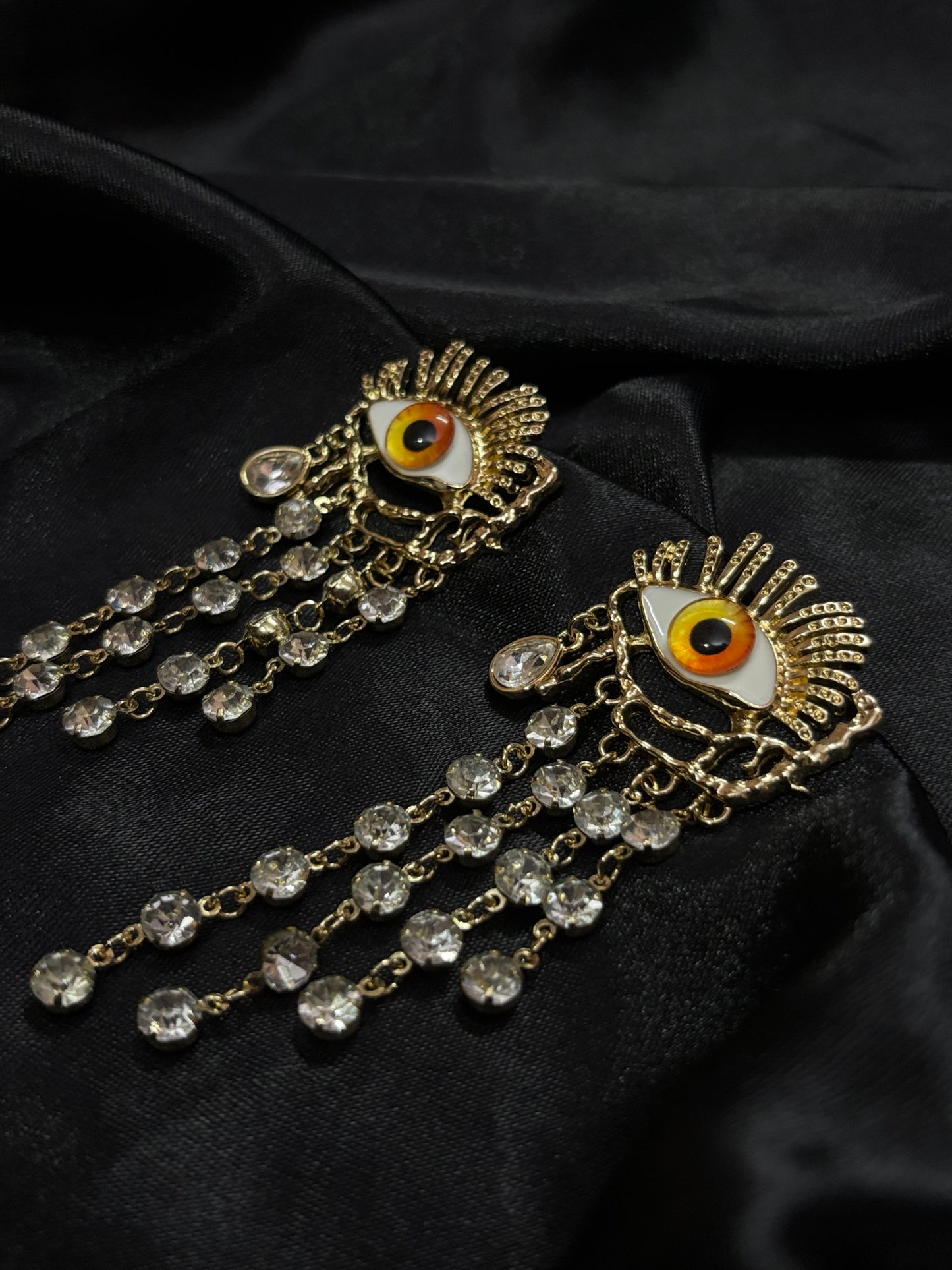 high end gold evil eye dangler