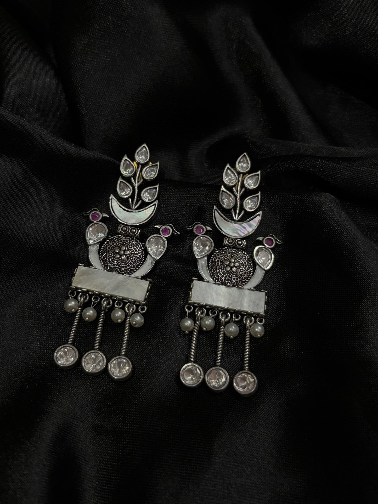 silver oxidised earring
