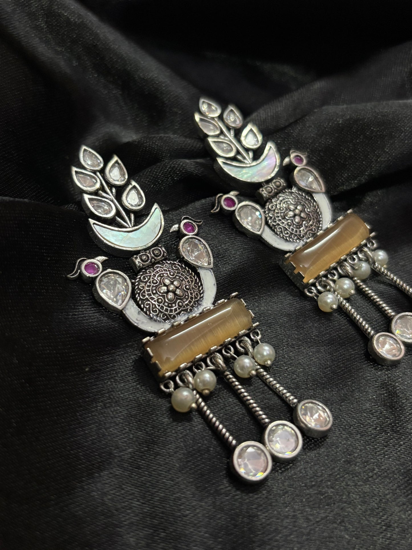 silver oxidised earring