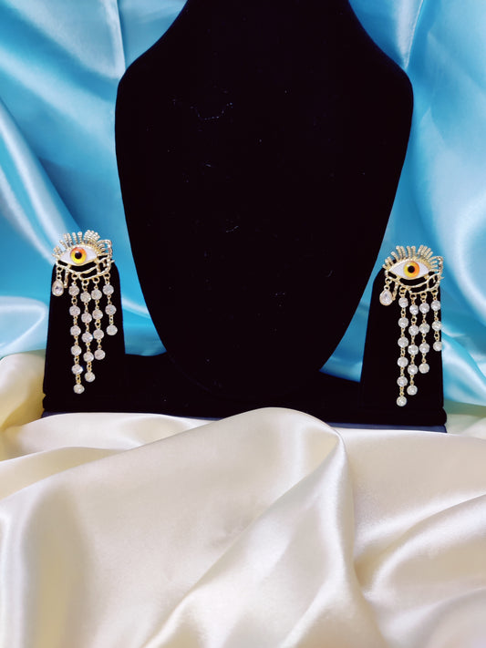 high end gold evil eye dangler