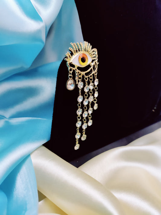 high end gold evil eye dangler