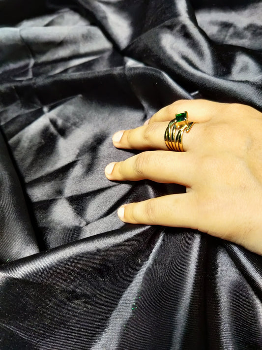 golden green stone ring