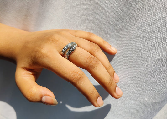 detailed serpenti stones ring